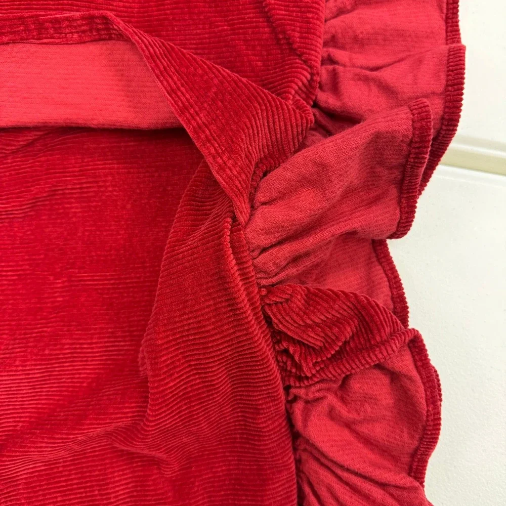 Ralph Lauren Camden Red Corduroy Ruffled Pillow Sham Standard Cotton USA RN16387